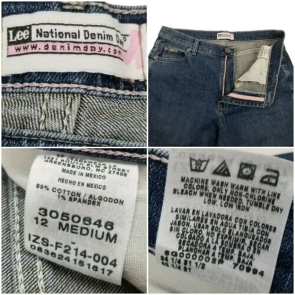 Lee Jeans Women's size 12 M Straight Leg Dark Wash Mom High Rise Pink W33 L29.5 - Picture 4 of 12